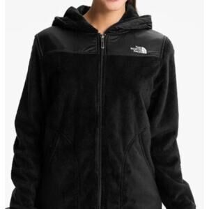 The North Face Oso Women's Small Hooded Fleece Jacket Black Zip Up Coat Warm